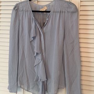 NWT Anthropologie Silk Blue Top