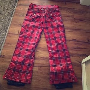 Roxy plaid snowboard pants