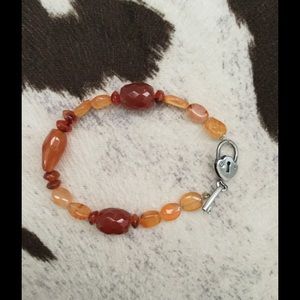 Semi-precious stone bracelet with heart toggle