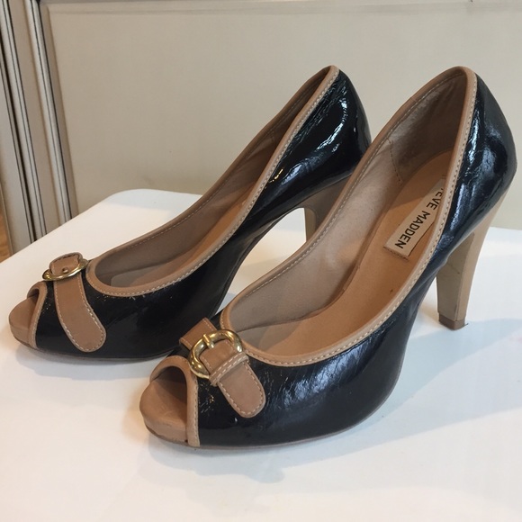 Black and Tan patent leather heels