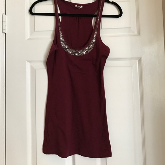 Maroon Abercrombie Tank Top with Embellishments
