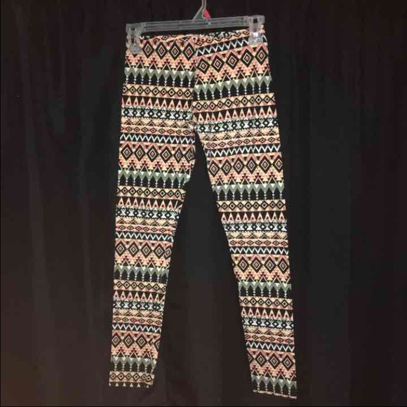 Coral Aztec Print Leggings