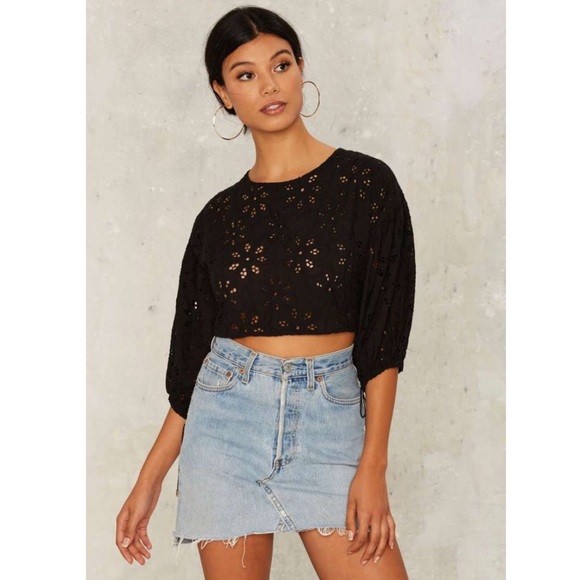 Nasty Gal Eyelet it Be Crop Top