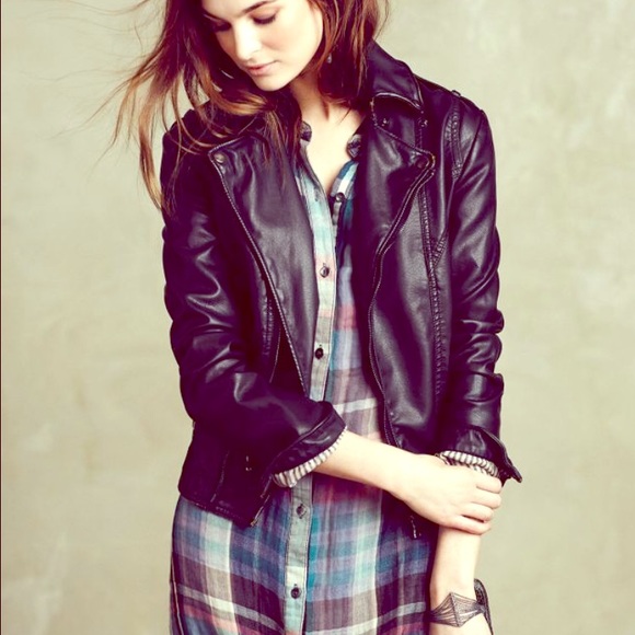 Anthro vegan leather moto jacket- high quality!