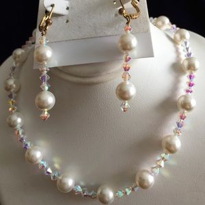 Swarovski Crystal Pearl Necklace Set