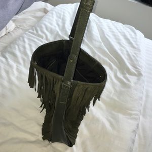 Free People adjustable leather fringe tote