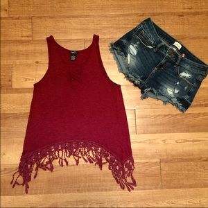 Fringed bottom crop top