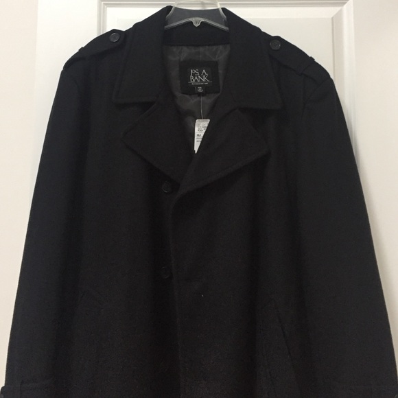 NEW!!! Men's Black Jos A. Banks Wool Blend Peacoat - Picture 2 of 4