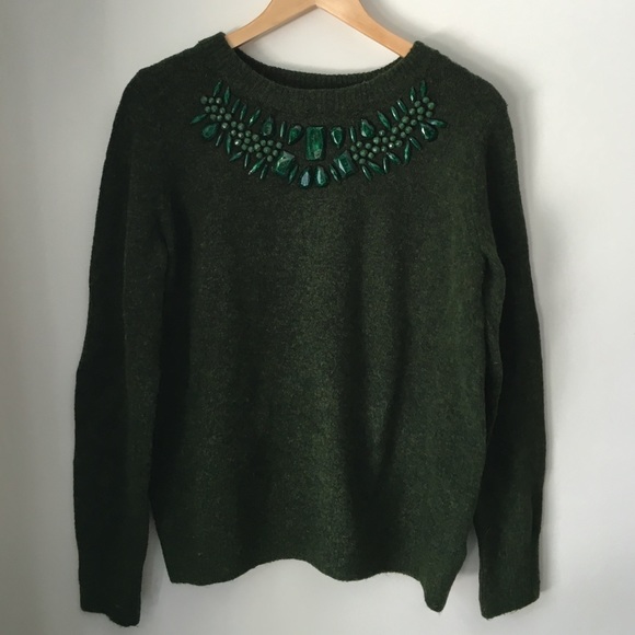 Embellished green sweater