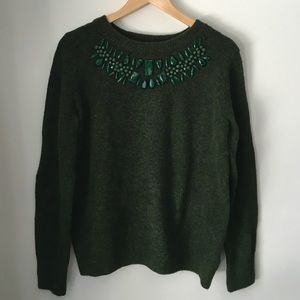 Embellished green sweater