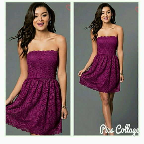 **SOLD** NEW Strapless Sparkle Lace Dress - Picture 6 of 6