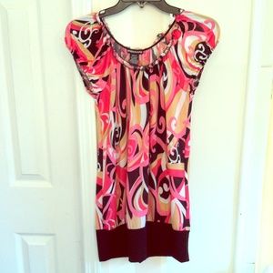 ❤️Pink Silky Long Cap-Sleeved Blouse❤️