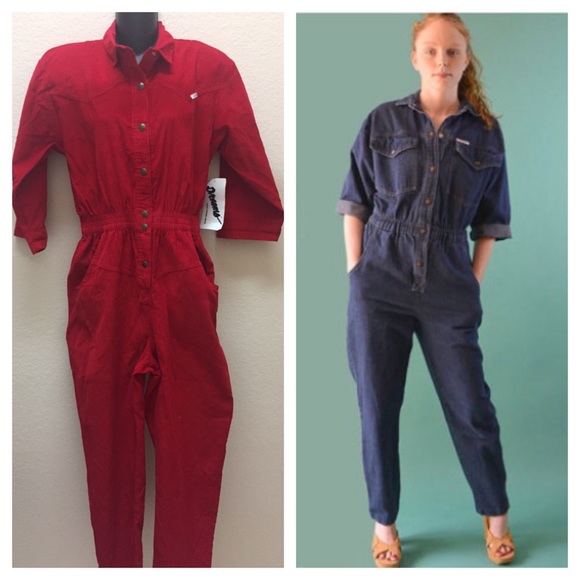 red corduroy jumpsuit