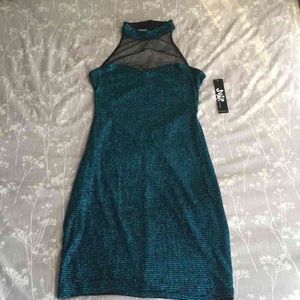 Teal Halter Glittery Dress