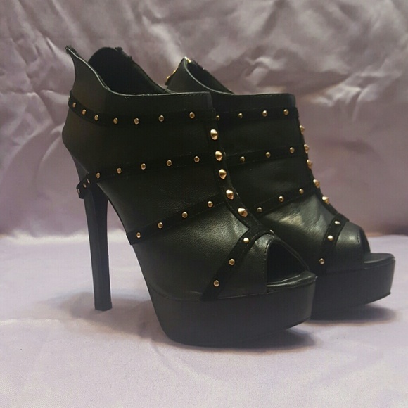 Black Peep Toe Booties