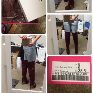 ✨NWT✨ JustFab Wide Burgundy Plum Boots Thigh High