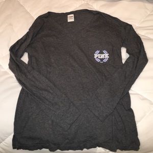 Oversized long sleeve gray PINK shirt