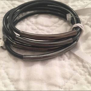 Set of 5 Rubber Gunmetal Bracelets