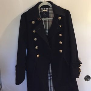 Burberry London Wool Military Coat Size 36