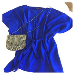 The Limited Royal Blue belted blouse/tunic S