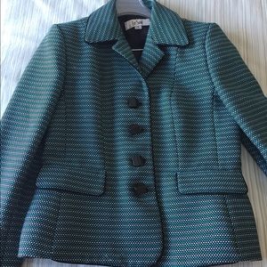 Green, black and white suit coat