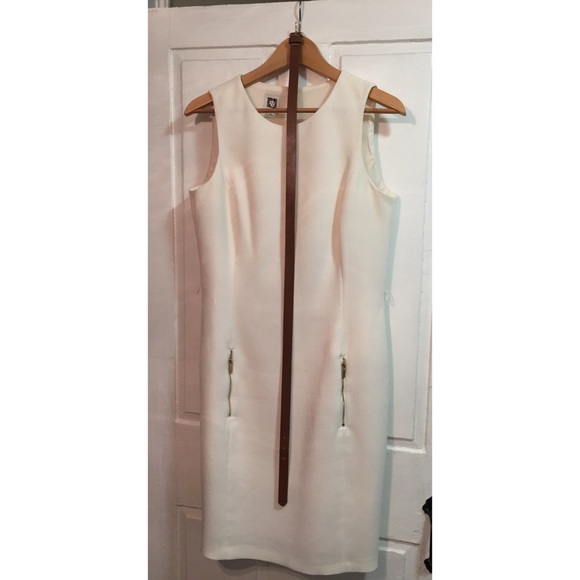 Anne Klein Eggshell Textured Belted Dress -Size 10