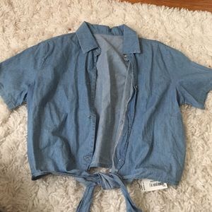 AA denim button up crop top