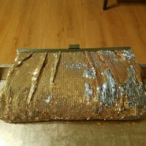 NWT Arden B Gold Sequined clutch