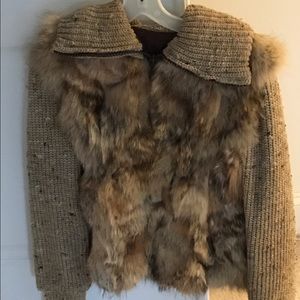 Fox fur sweater jacket