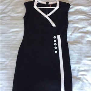 Knee length black and white cocktail dress