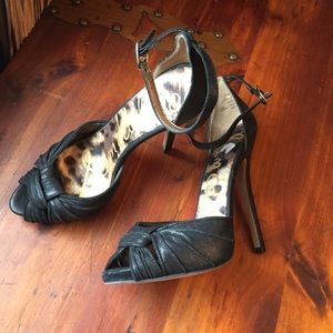 Sam Edelman open toe ankle strap black