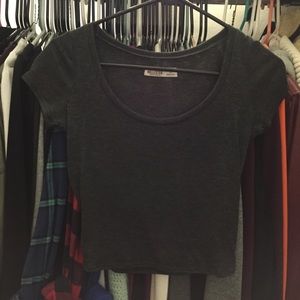 Dark gray short sleeve crop top