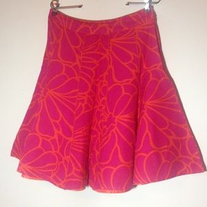 Pink and orange A-line lined skirt