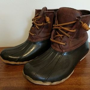 Sperry Topsiders Salt Water Rain Boots sz 5 Brown