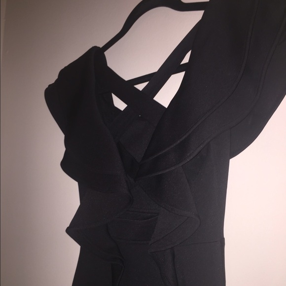 Black mini dress with ruffles - Picture 3 of 4