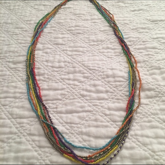 Rainbow Bead 5-Strand Long Necklace