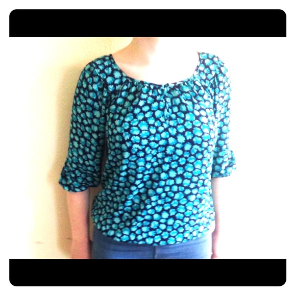 Loft winter leaves 3/4 sleeve chiffon blouse
