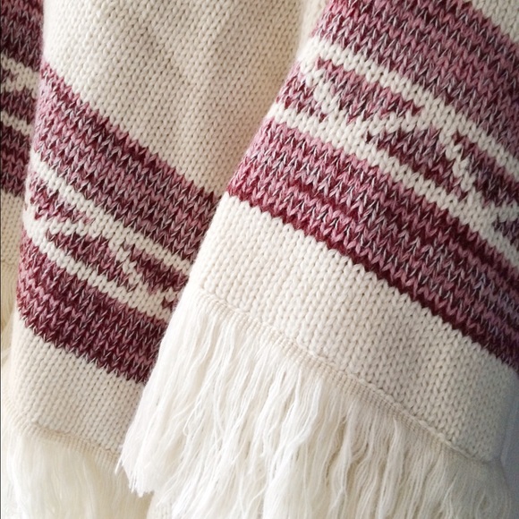 π±SOLDπ± Knit Hooded Poncho with Fringe Hem - Picture 4 of 4