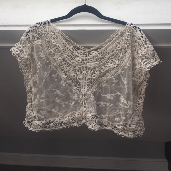 Sheer vintage lace crop