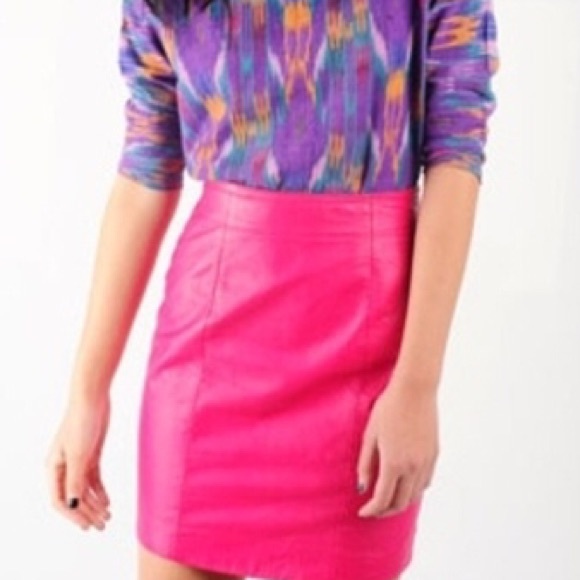 Vintage Dresses & Skirts - VTG Pink Leather Skirt