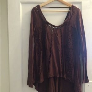 Free People long sleeve cut out blouse