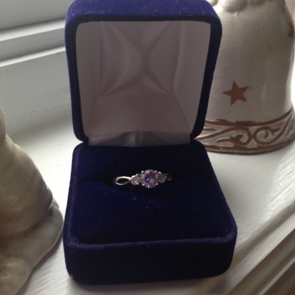 REAL Purple Jewel Promise Ring With Blue Box