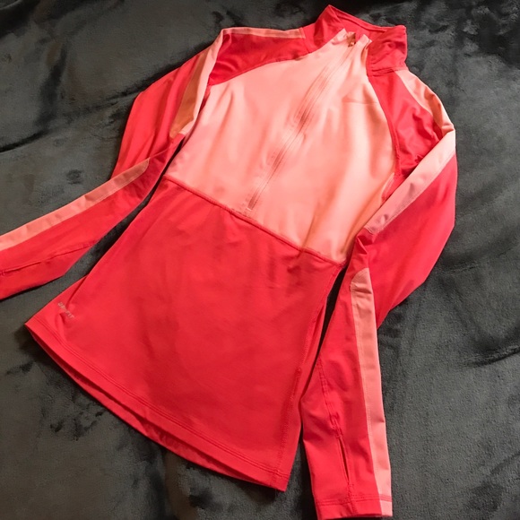 Peach and pink Nike Pro Dri Fit Half zip pull over