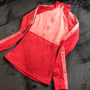 Peach and pink Nike Pro Dri Fit Half zip pull over