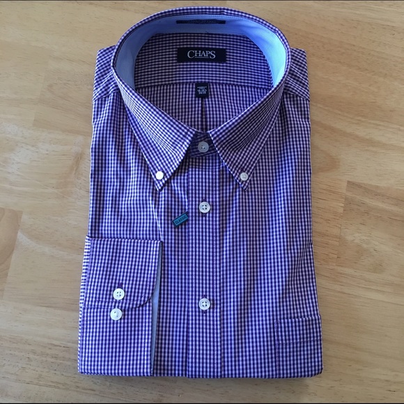 Chaps Men's Classic Purple Checkered Dress Shirt