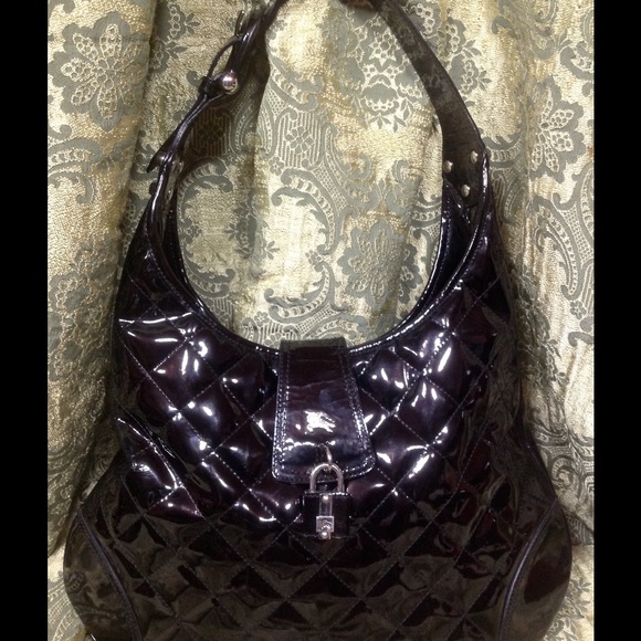 AUTHENTIC BURBERRY BLACK PATENT LEATHER HANDBAG