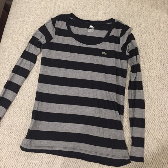 Lacoste black and grey striped shirt. Super Soft!