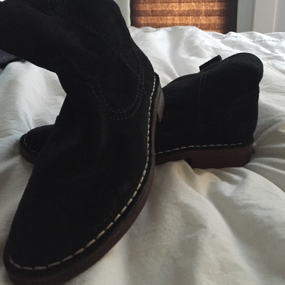 Clarke black suede and shearling ankle boots
