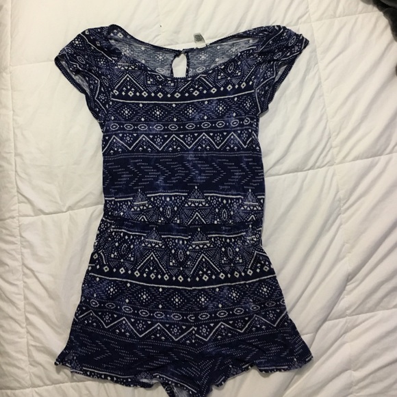 forever 21 blue aztec print romper