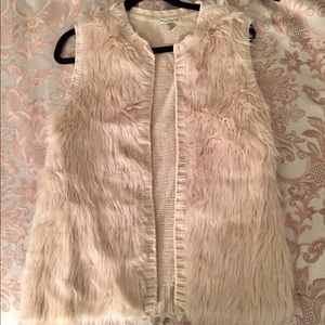 Cream faux fur vest